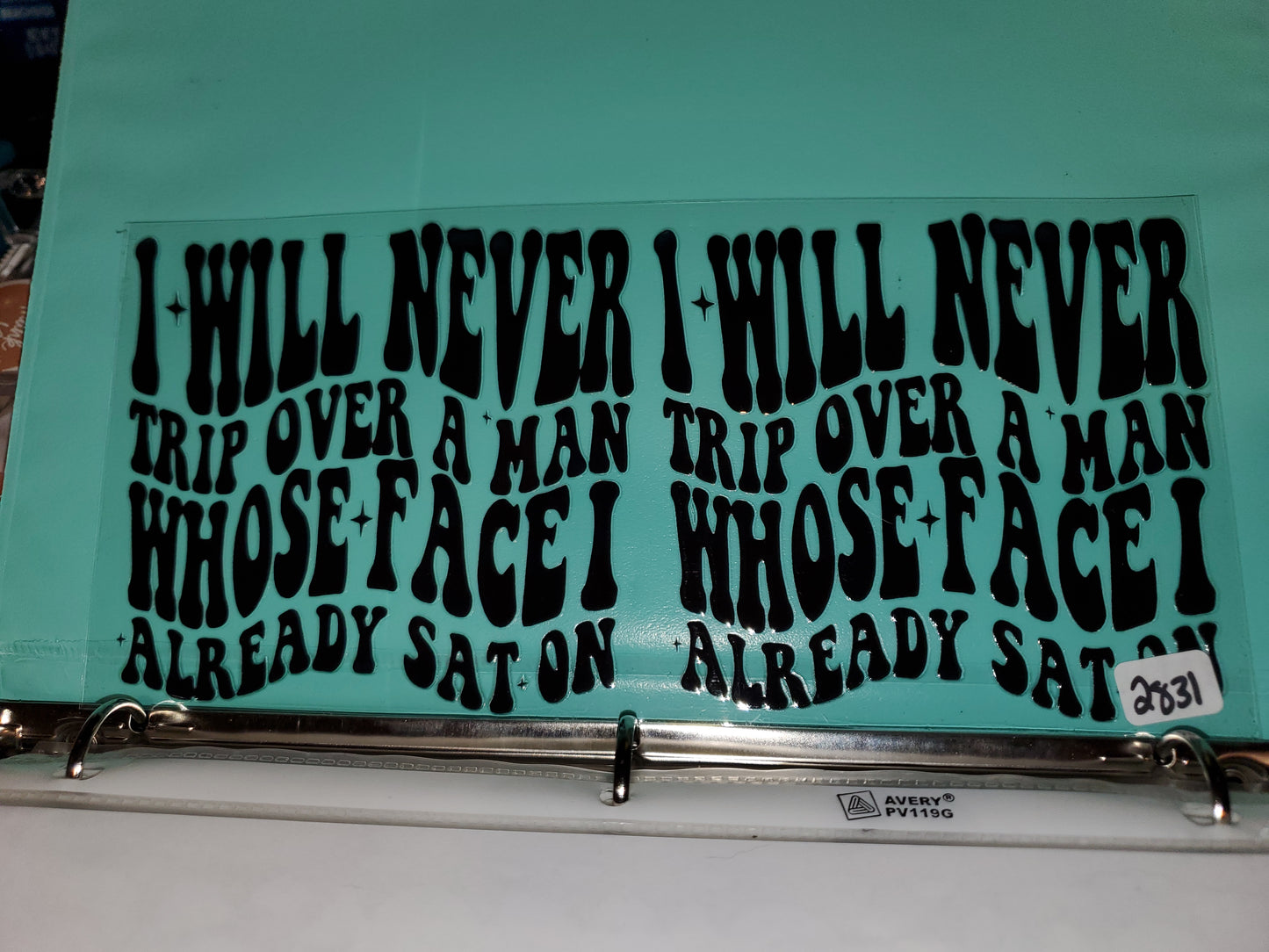 I will never trip over a man 2831